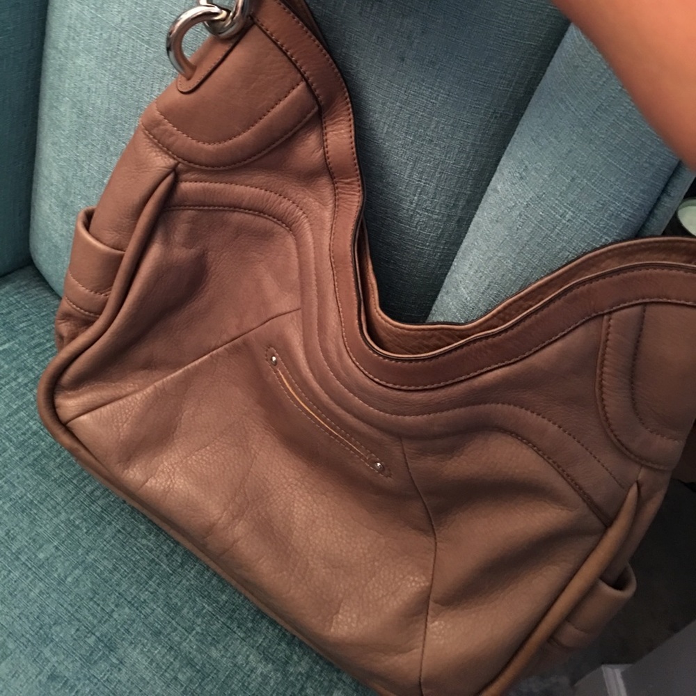 Taupe Tan B. Makowsky Leather Bag Purse