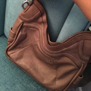 Taupe Tan B. Makowsky Leather Bag Purse