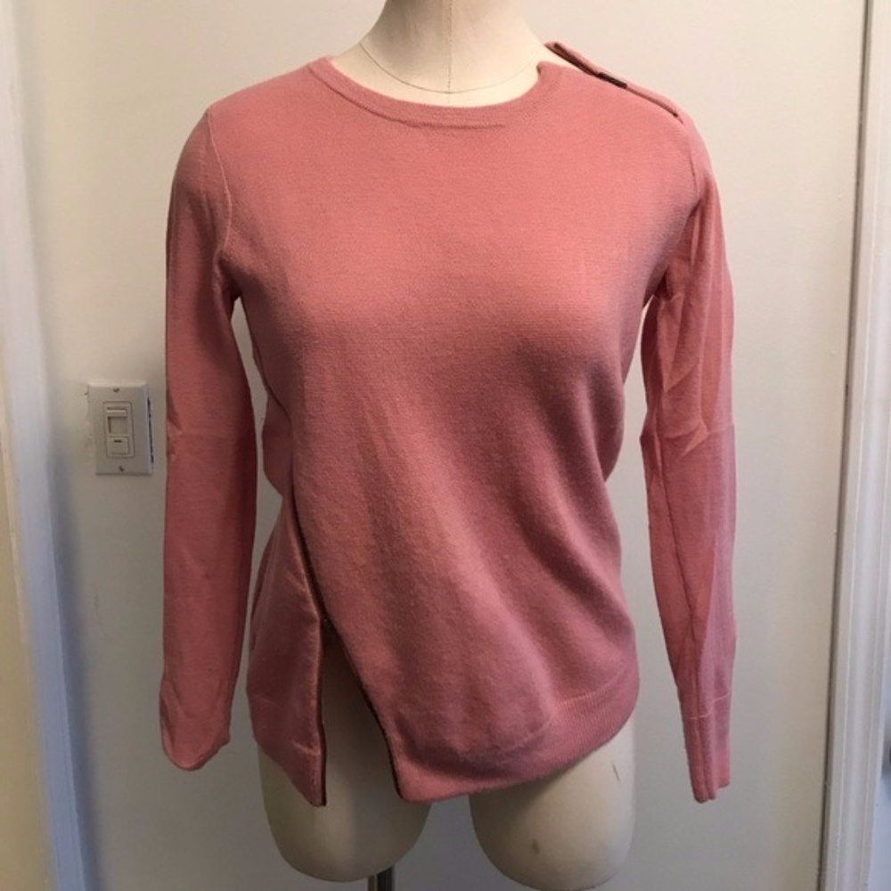 Jcrew Merino Wool Pink Sweater with Zipper Detail
