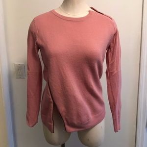 Jcrew Merino Wool Pink Sweater with Zipper Detail