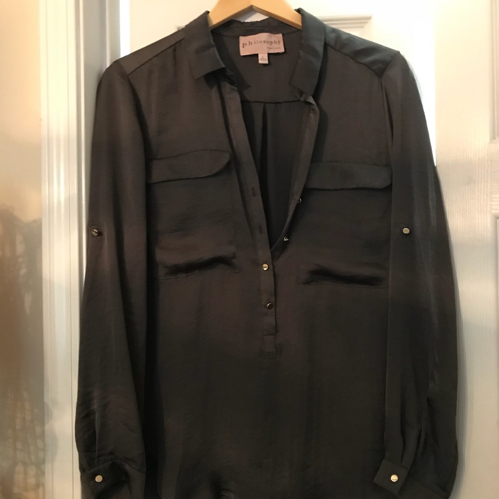 Philosophy slate grey blouse