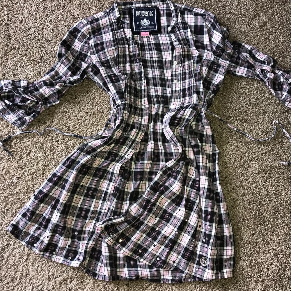 Victoria’s Secret PINK Plaid Full Button-Up Dress