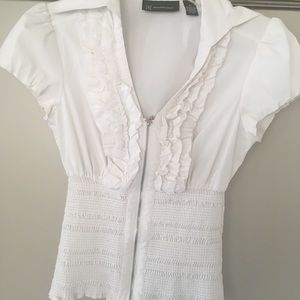 INC white sexy Vneck with zipper