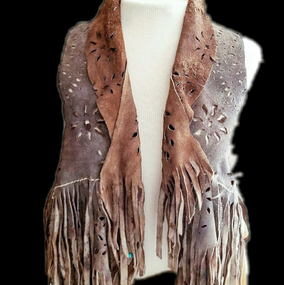 Handmade suede leather hippie boho vest