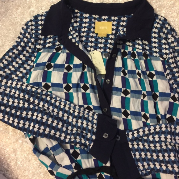 Maeve anthro tunic long sleeve button down dress - Picture 3 of 8