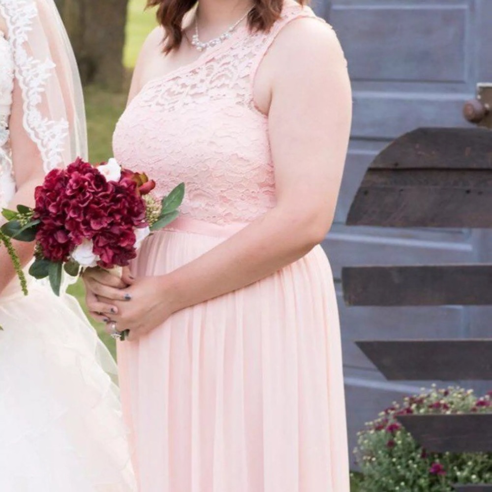 Long one shoulder Lace bridesmaids dress