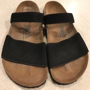 Black Stretch Birkenstock Sandals