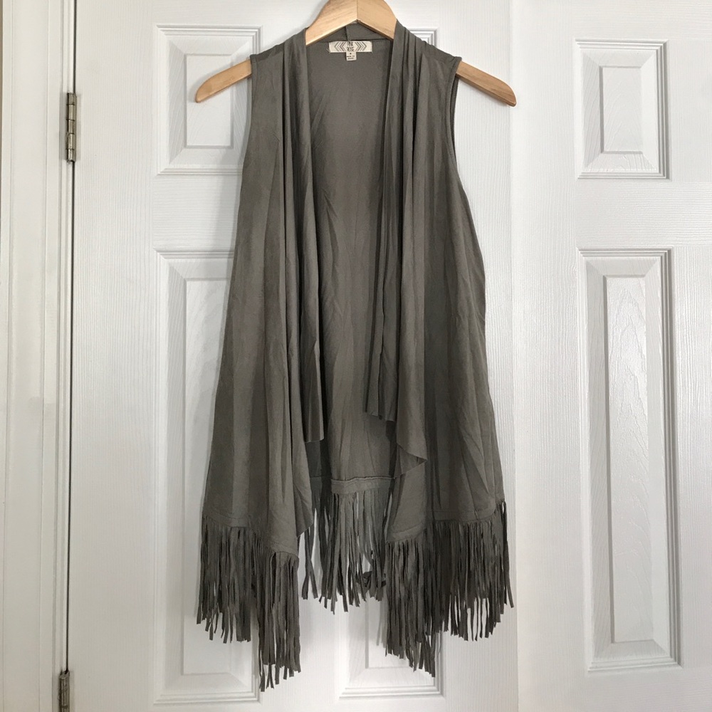 Grey Fringe Vest