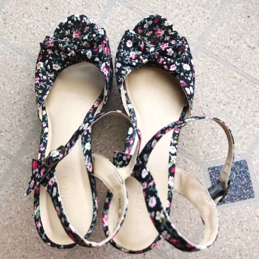Forever 21 floral wedges