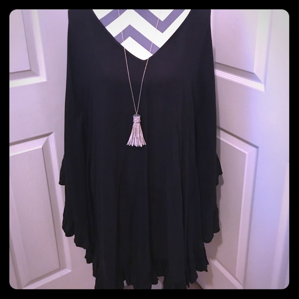 Black Turquoise Haven  Butterfly Tunic