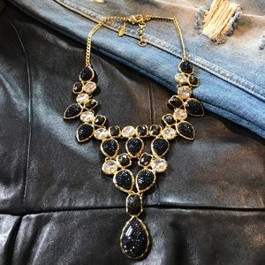 Amrita Singh Black Gold and Crystal Necklace
