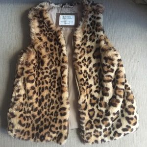 Cheetah print faux fur vest