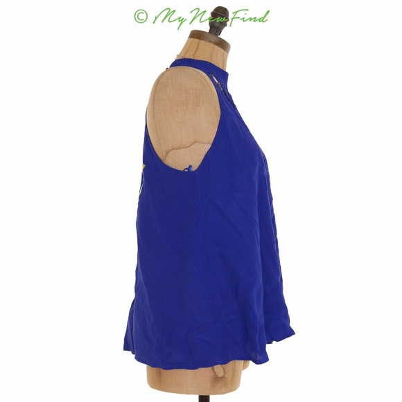 JUNE & HUDSON HIGH NECK CUT OUT TANK ROYAL BLUE - Picture 2 of 3