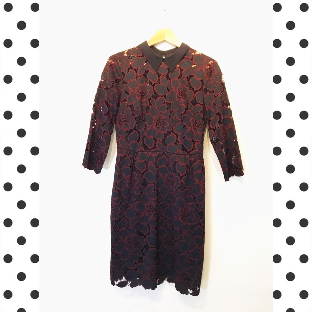 Trina Turk Lace Silk Collar Special Occasion Dress