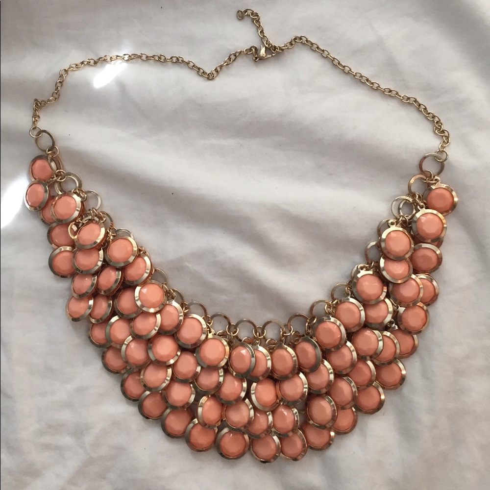 Gold and Coral Statement Necklace