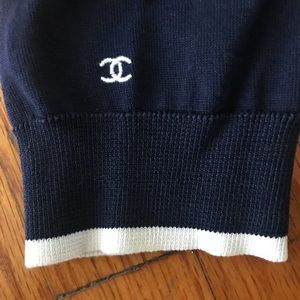 Vintage Chanel Navy White Knit Top 44/L