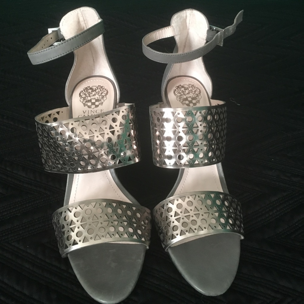 Vince Camuto Silver Strap Heels NWOT