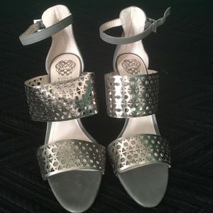 Vince Camuto Silver Strap Heels NWOT
