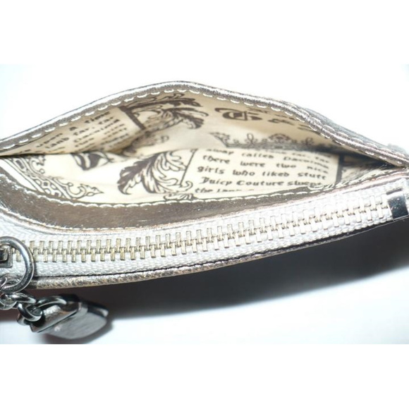 Juicy Couture Metallic Silver Leather Embellished Crown Coin Purse Wallet - Picture 5 of 8