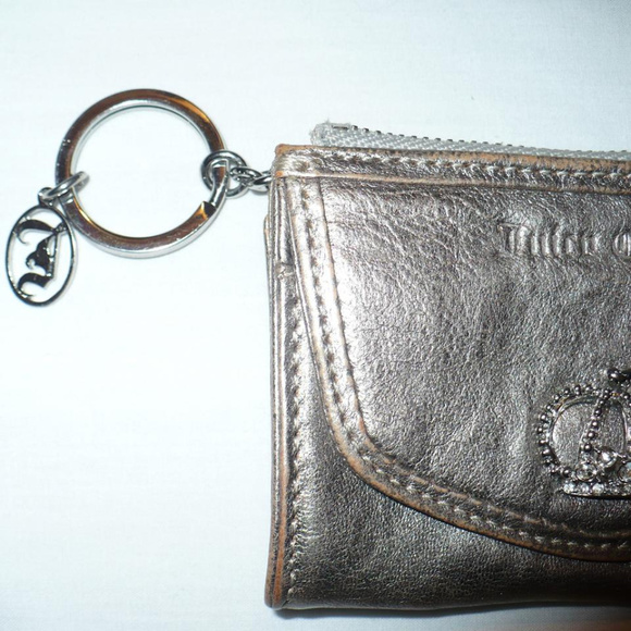 Juicy Couture Metallic Silver Leather Embellished Crown Coin Purse Wallet - Picture 6 of 8