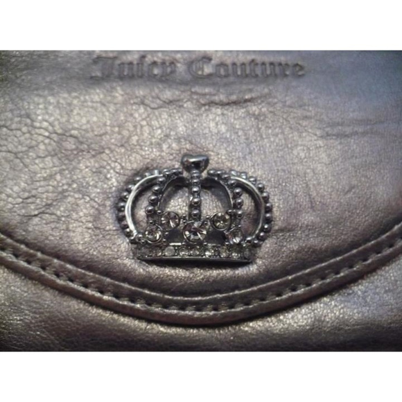 Juicy Couture Metallic Silver Leather Embellished Crown Coin Purse Wallet - Picture 8 of 8