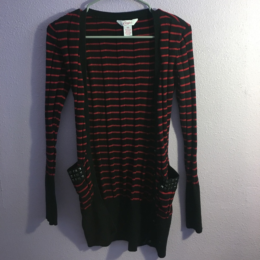 Black/ red XS Cardigan sweater