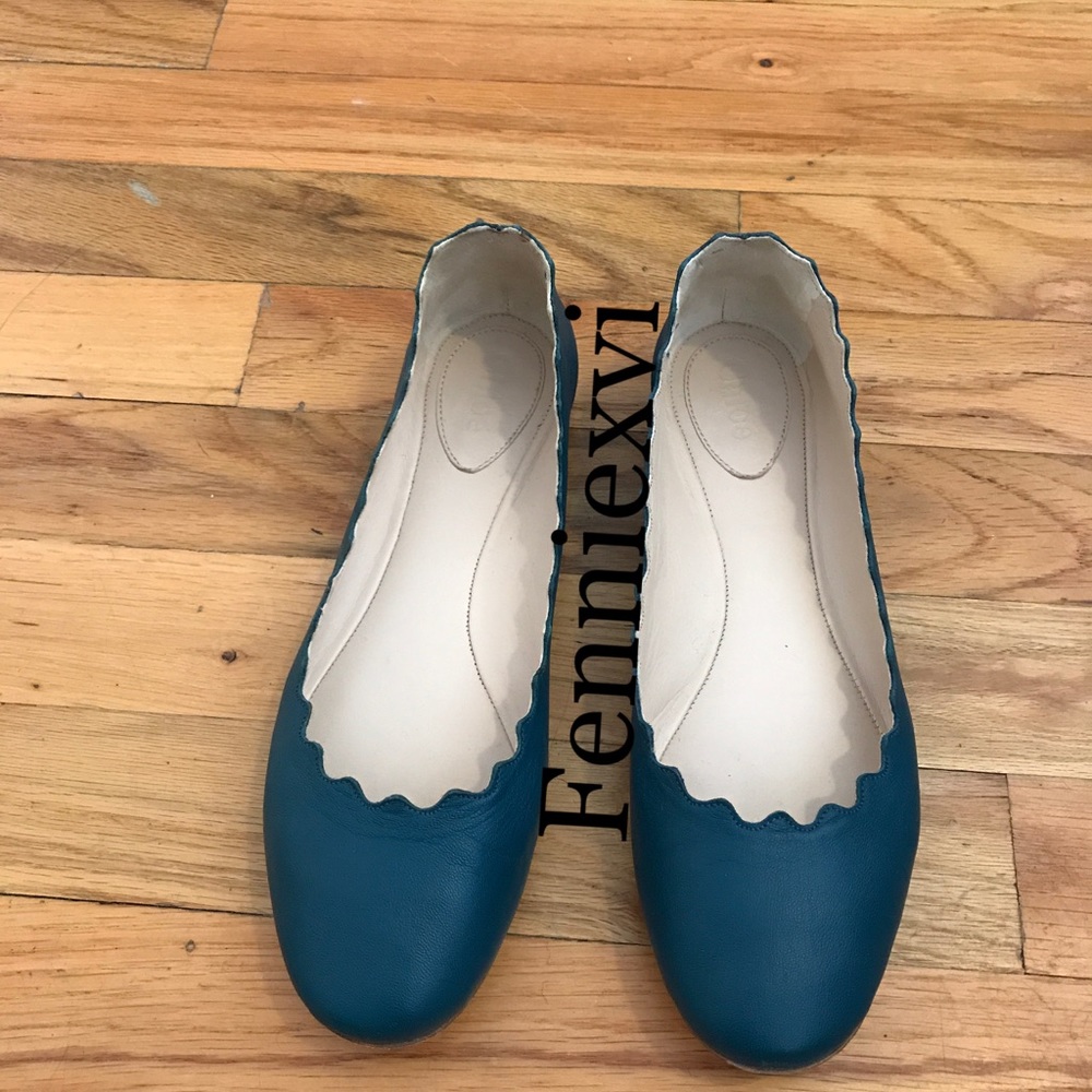 (SOLD) Chloe Scalloped Leather Ballet Flats 6.5
