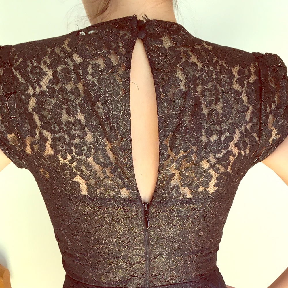 Bebe black & gold lace dress