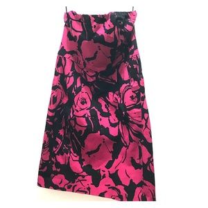 Black and pink strapless dress