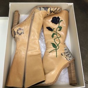 Handmade Italian Snakeskin Rose leather boots