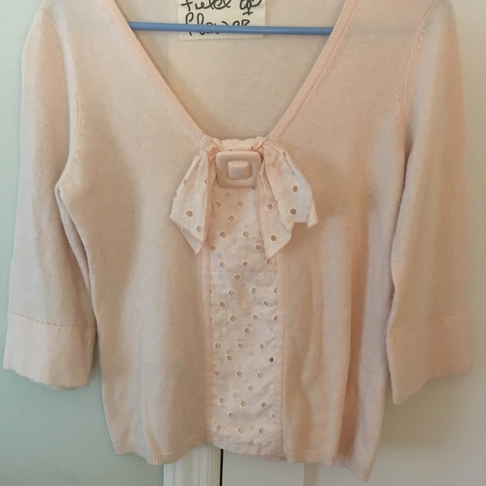 Anthropologie Field Flower Bow Sweater