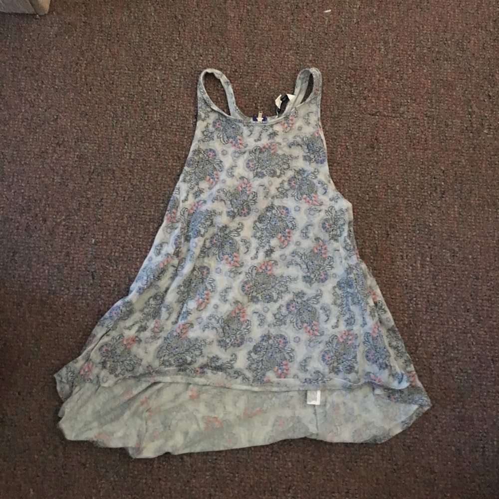 Paisley print gray and blue tank top