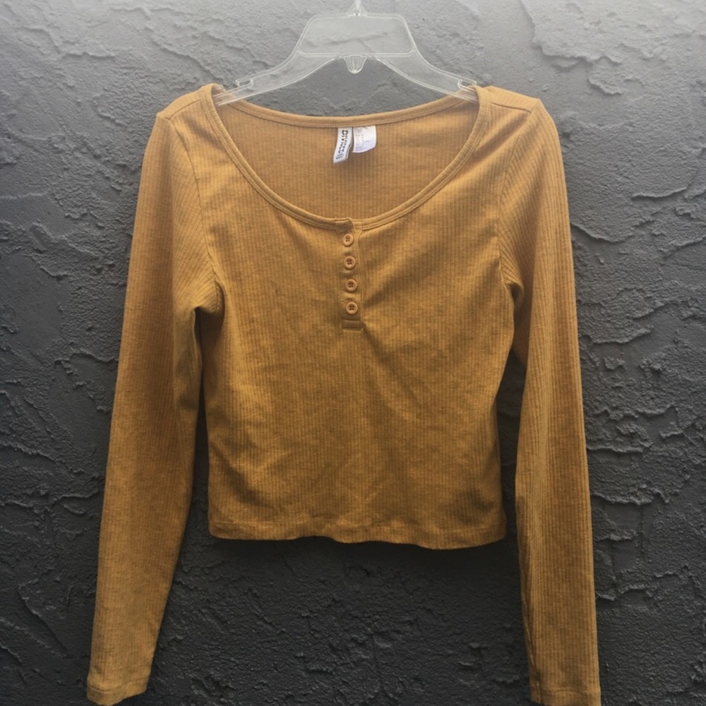 Mustard yellow ribbed crop top