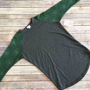 Lularoe - Randy T - XS - Grey & Green - NWT