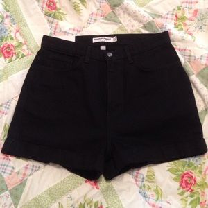 American Apparel High Waist Denim Cuff Shorts