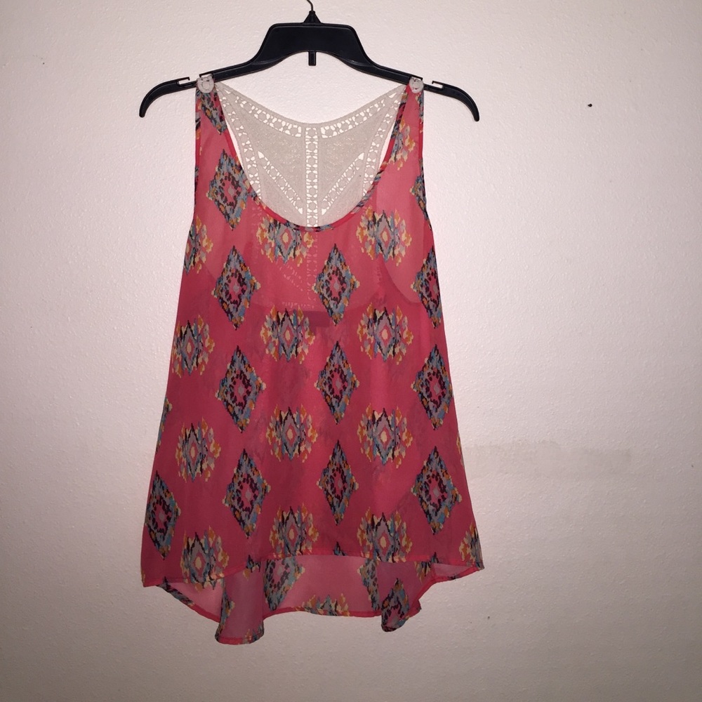 Chiffon Tank With Lace Back