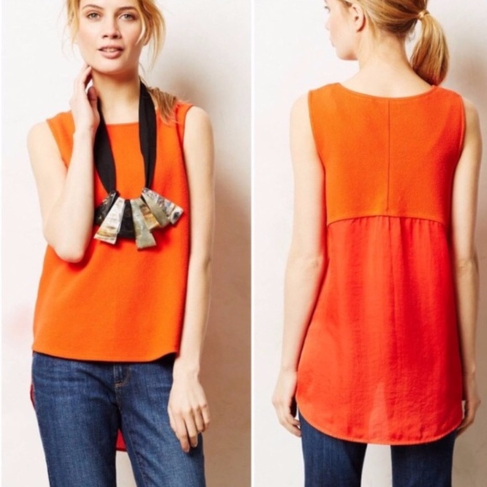 Anthropologie Orange Deletta Hi-Low Tank