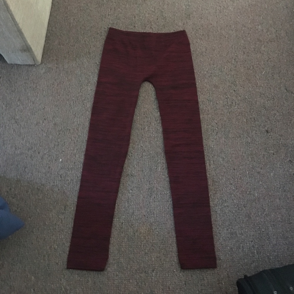 Black and burgundy leggings