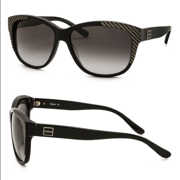 Chloe Black Frame Sunglasses Gray Gradient Lenses main image 7