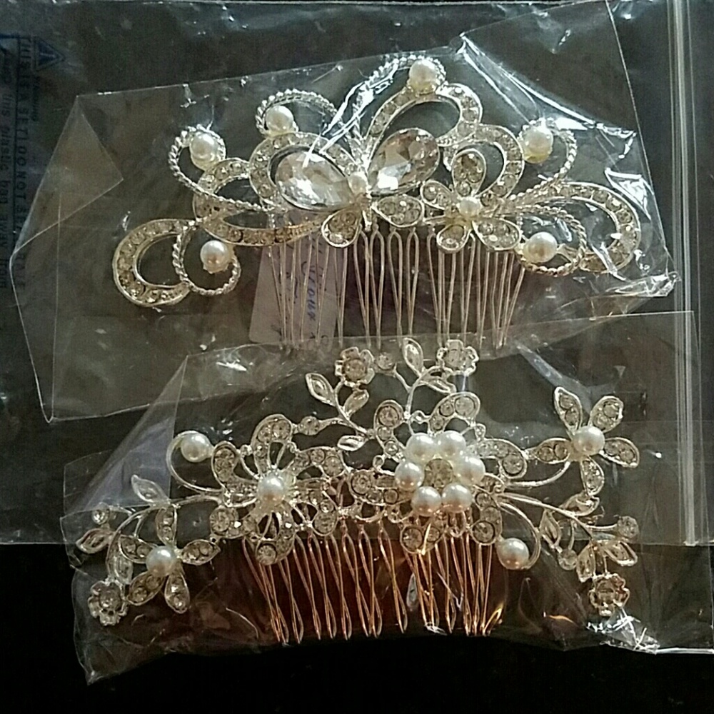 NEW Gorgeous Pearl Crystal Gem Combs Hair clips