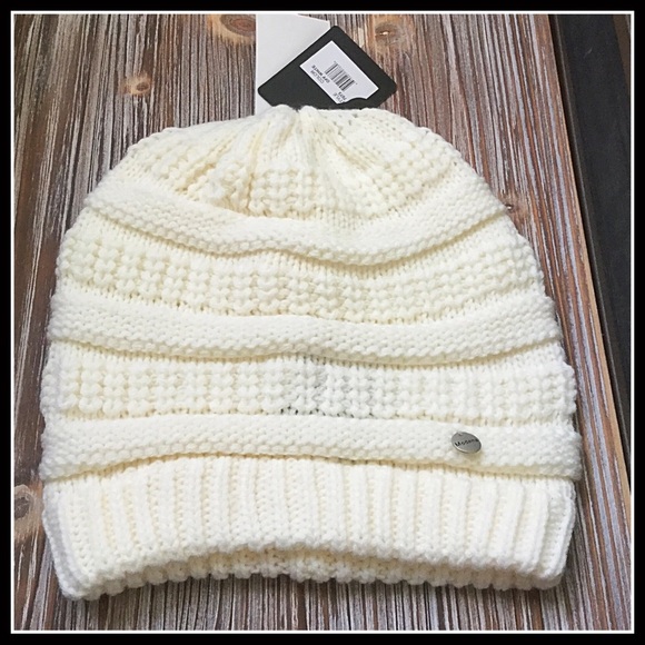 LUXE RIBBED KNIT IVORY BEANIE HAT A2C - Picture 6 of 8