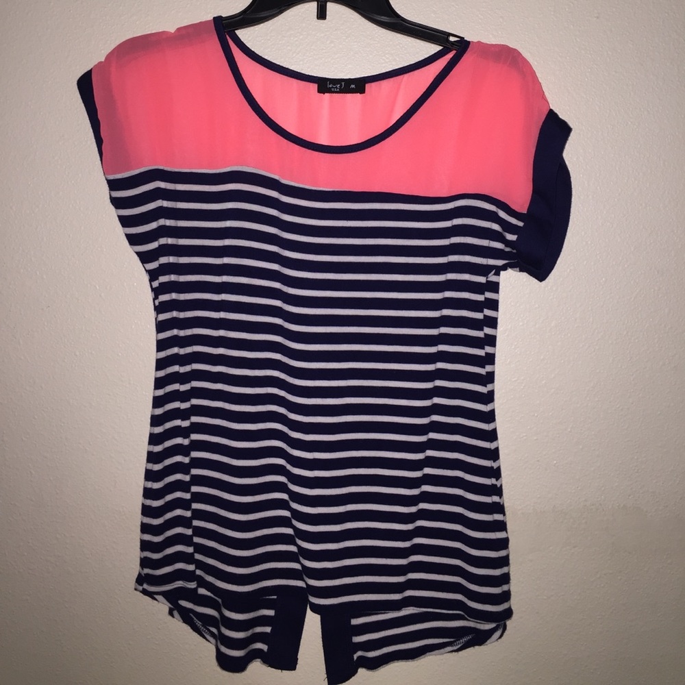 Striped Top w/Button-up back
