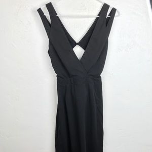 Nicole Miller black dress w/open back split straps