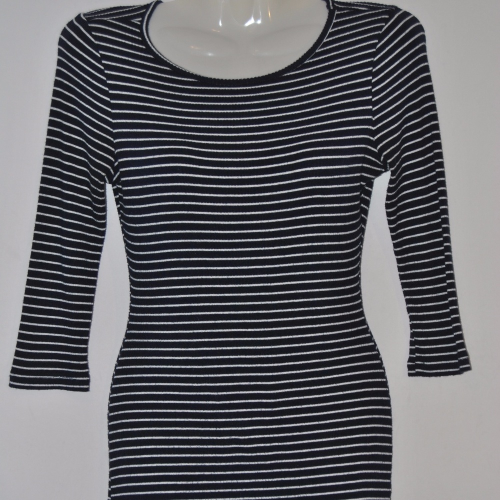 Iris Los Angeles navy blue and white striped dress