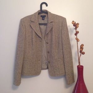 ANN TAYLOR Dark Beige Silken Wool Blazer