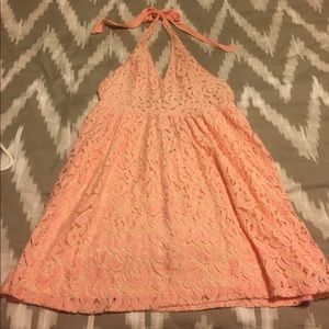 Halter Lace Pink Dress