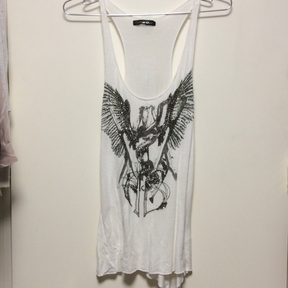 Studded Tank Top White Grey Black S