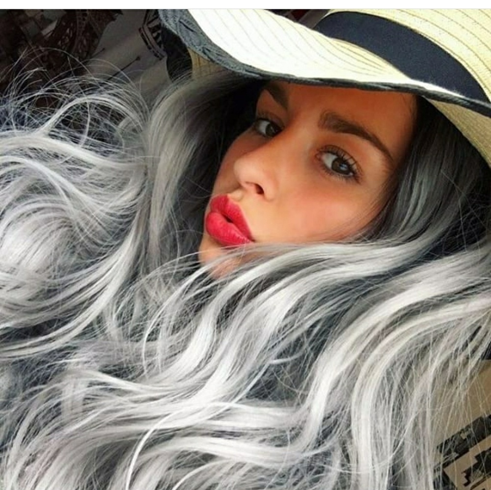 Ombre Black Gray Beauty LaceFront Wig Wig 22-24inc