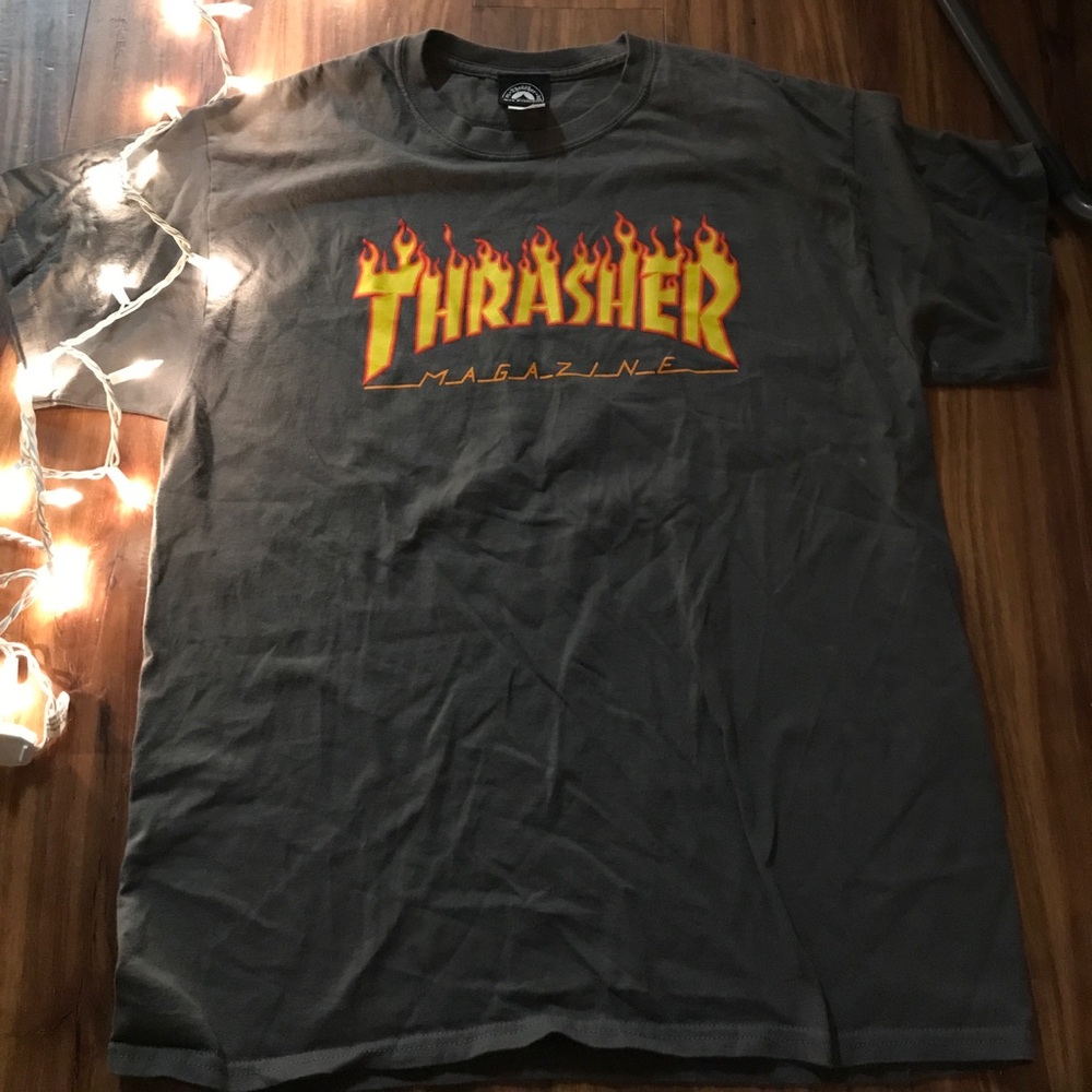 Men's Grey Thrasher T Shirt Large
