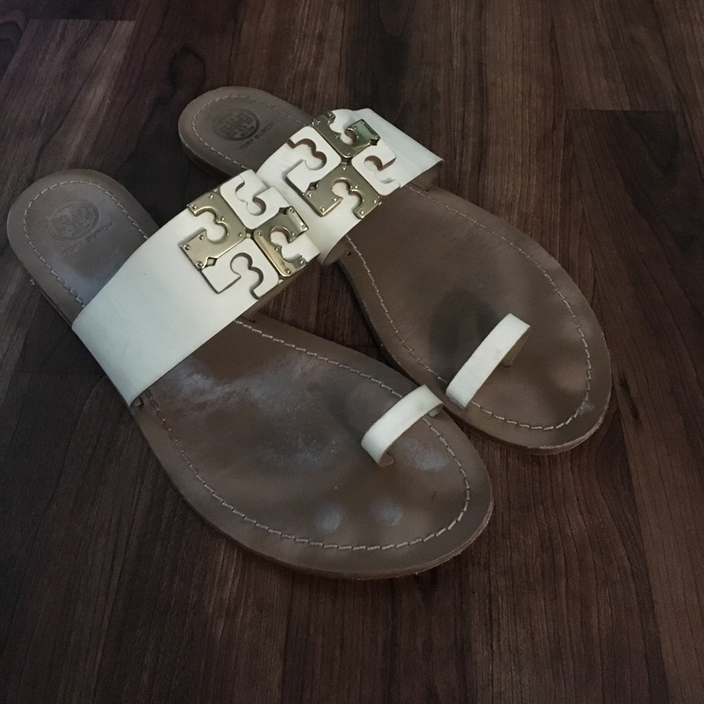 White & gold Tory Burch sandals size 11
